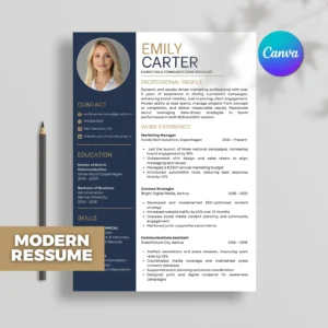 Modern Resume Template with Photo, 2026 Professional CV for Mac Pages