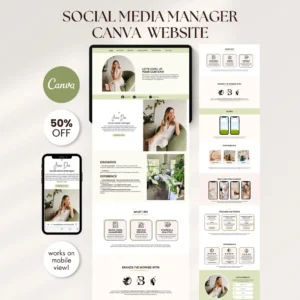 Editable Green Social Media Manager Portfolio Canva Template for Content Creators