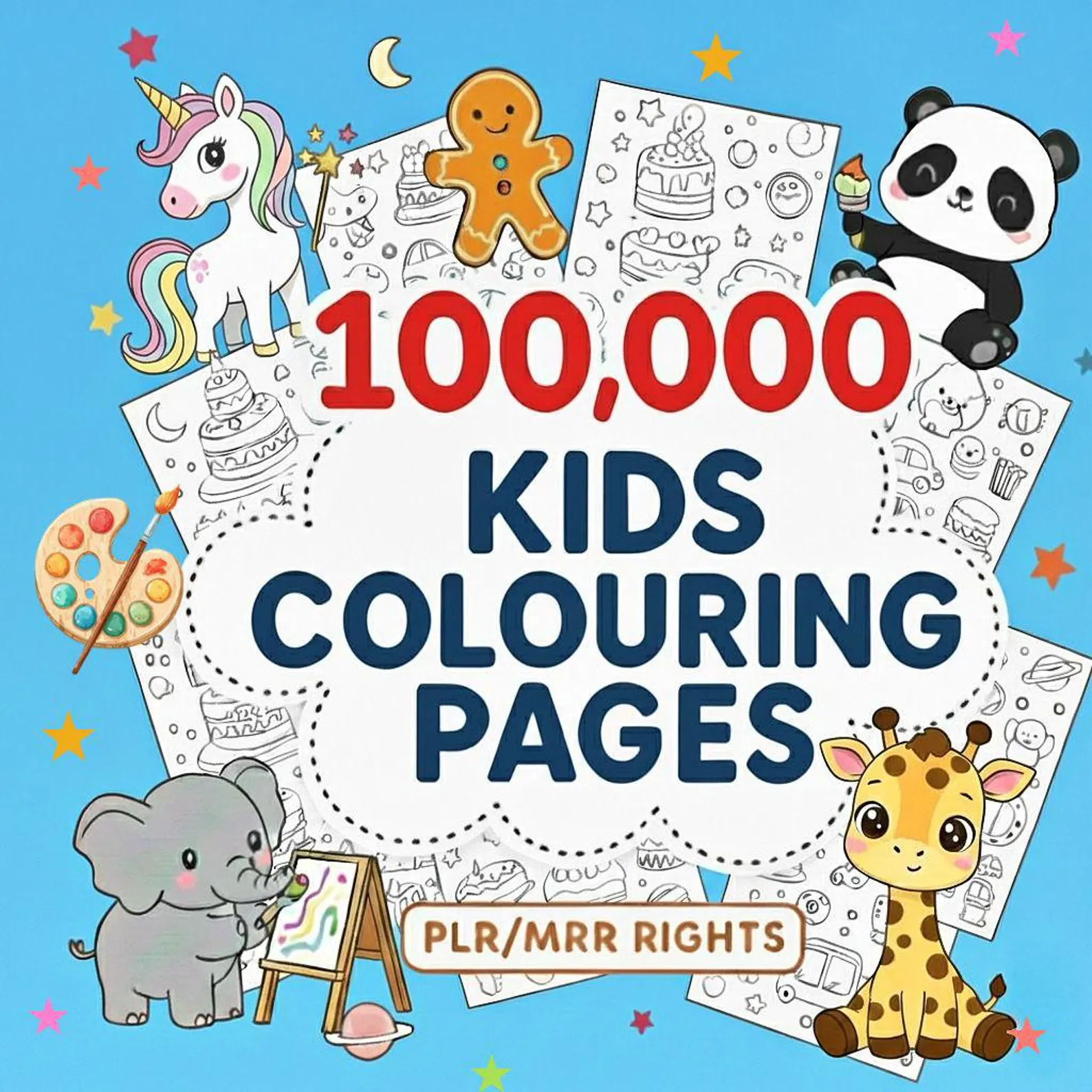 100,000+ Coloring Pages Digital Bundle | Kids Adults | Commercial Use | PLR MRR