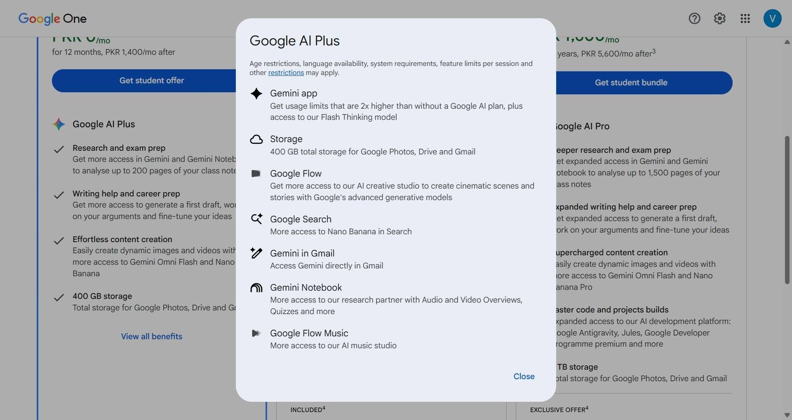 Google One plans, Google Gemini AI Plus Fre Google Gemini AI Plus Free - Google One plans