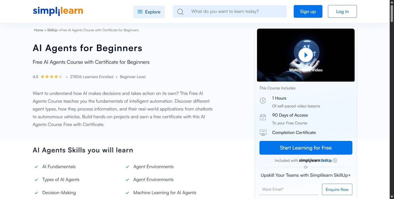 Free AI Agents Course with Certificate for Beginners Simplilearn